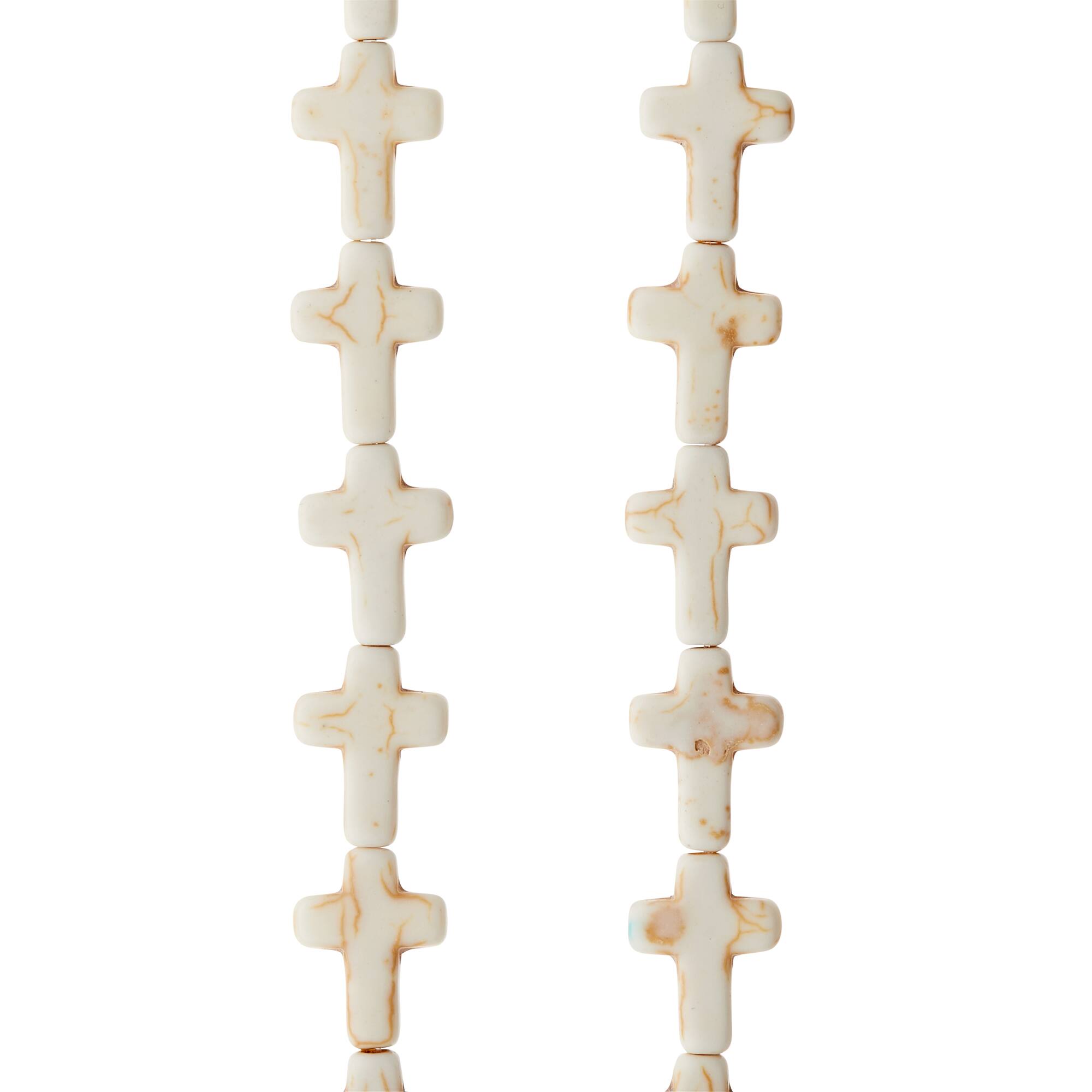 White Stone Cross Beads, 15mm by Bead Landing™